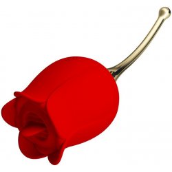 Pretty Love Rose Lover Clitoral with Licking Stimulator Gold & Red