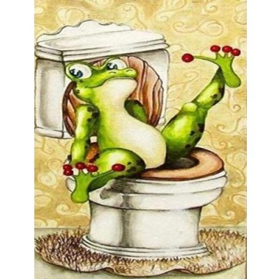 Figured ART Diamantové malování ŽÁBA NA TOALETĚ na rámu 40 x 50 cm – Hledejceny.cz