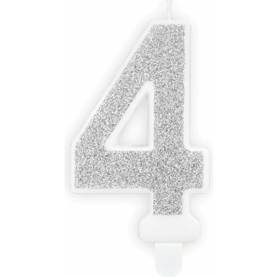 PartyDeco Narozeninová svíčka 4 stříbrná stříbrná 7 cm – Zboží Dáma PartyDeco Narozeninová svíčka 4 stříbrná stříbrná 7 cm – Zboží Dáma