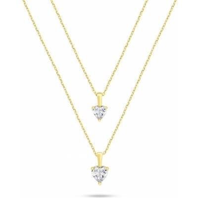 Brilio Silver Dvojitý pozlacený náhrdelník se zirkony NCL160Y – Sleviste.cz