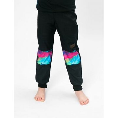 Drexiss Dětské softshellové kalhotybez zateplení black shapes colours pink – Zboží Mobilmania