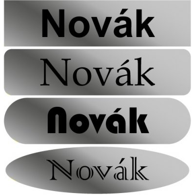 CzechMade Jmenovka na dveře - 8x3cm Barva desky: STŘÍBRNÁ DESKA / ČERNÉ GRAVÍROVÁNÍ, Tvar: ZAOBLENÉ ROHY, Typ fontu: ARIAL – HobbyKompas.cz