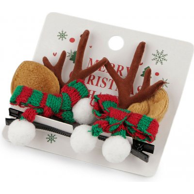 Párty sponky do vlasů vánoční Varianta: 2 hnědá, Balení: 1 pár – Sleviste.cz