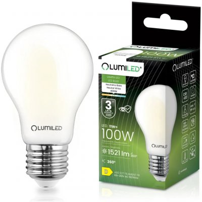 Lumiled LED žárovka LED E27 A60 11W = 100W 1521lm 4000K Neutrální bílá 360° Filament – Zboží Živě