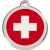 Red Dingo Známka švýcarský kříž s rytím střední