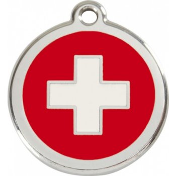 Red Dingo Známka švýcarský kříž s rytím velká