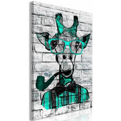 Obraz - Giraffe with Pipe (1 Part) Vertical Green – Zbozi.Blesk.cz