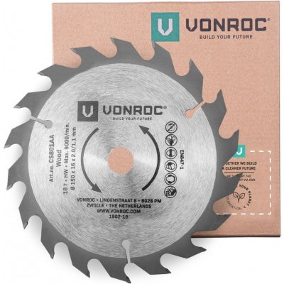 VONROC Univerzální pilový kotouč 150 x 16 mm 18T na dřevo