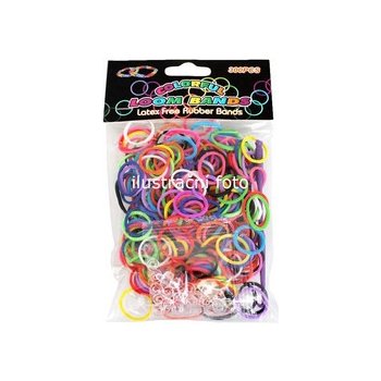 LOOM BANDS Gumičky 300 ks a doplňky Set v sáčku Mix barev