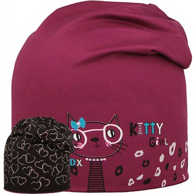 RDX Funkční čepice dlouhá oboustranná Kitty Srdce fialová – Sleviste.cz