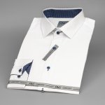 AMJ pánská bavlněná košile dlouhý rukáv prodloužená délka slim fit vytláčený vzor bílá VDBPSR1154/16 – Zboží Mobilmania
