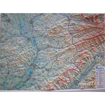 Zlínský kraj - plastická mapa 100 x 75 cm v dřevěném rámu – Sleviste.cz