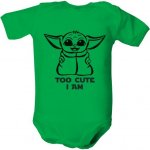 Dětské body Organic s potiskem Baby Yoda Too cute I am Mandalorian Star Wars dětské Zelená – Sleviste.cz