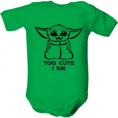 Dětské body Organic s potiskem Baby Yoda Too cute I am Mandalorian Star Wars dětské Zelená – Sleviste.cz