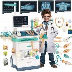 Majlo Toys Dětský lékařský stůl s kolečky světlem a zvuky Medical Trolly