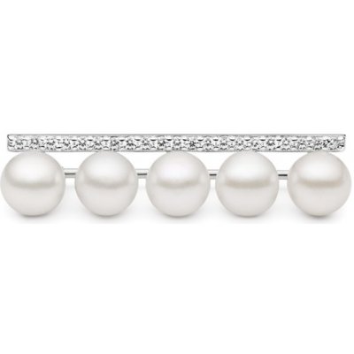Gaura Pearls Stříbrná perlová brož SK23229BR Bílá