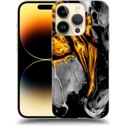 Pouzdro Picasee silikonové Apple iPhone 14 Pro - Black Gold čiré