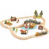 Dřevěný vláček Leaf Toys v borovicovém lese Wild Pines Train set Tender s vlakem a auty zvířátka s přírodou