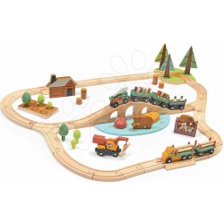 Leaf Toys v borovicovém lese Wild Pines Train set Tender s vlakem a auty zvířátka s přírodou