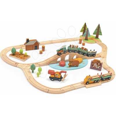 Leaf Toys v borovicovém lese Wild Pines Train set Tender s vlakem a auty zvířátka s přírodou – Zboží Dáma