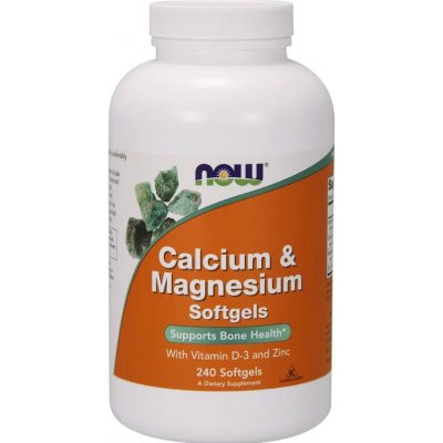 NOW Calcium & Magnesium with Vitamin D-3 and Zinc 240 softgelových kapslí – Zboží Mobilmania