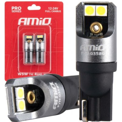 LED žárovky FULL CANBUS PRO T10 W5W 4x3030 SMD bílé 12V 24V AMIO-03580 – Hledejceny.cz