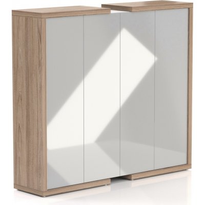 Solid Manažerská skříň 4 dvéřová, policová 5 pater polic ve všech sekcích, výška 187,6cm, délka 211,2cm – Zbozi.Blesk.cz