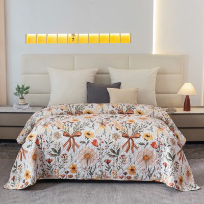 Textilomanie Přehoz na postel FLORAL RIBBON, krémový 170 x 210 cm – Sleviste.cz