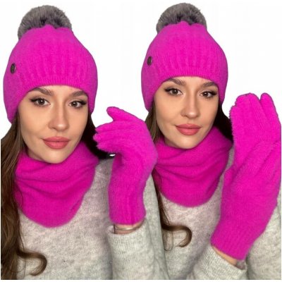 Fashionweek Dámský zimní set čepice šála a rukavice S3068 fuchsie – Hledejceny.cz
