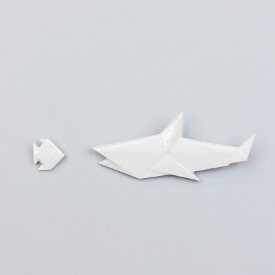 StehlikDesign brož Žralok + střední Ryba bílá 0149