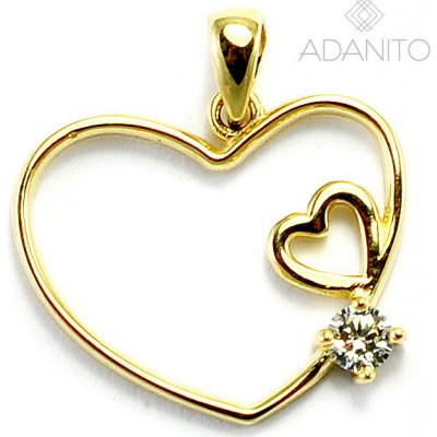Adanito BRP1043G Zlatý přívěsek srdce se zirkonem – Zboží Mobilmania