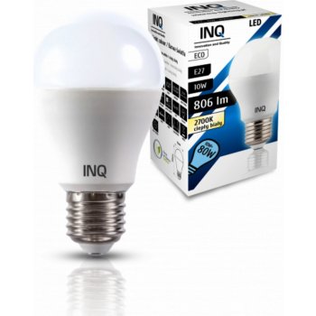 INQ LED žárovka klasická E27 10W 880lm teplá studená neutrálna bílá