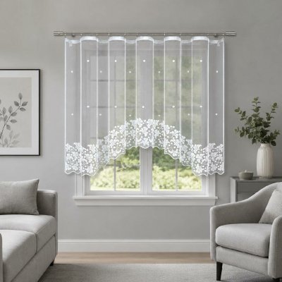 Dekorační žakárová záclona s řasící páskou DONKA 140 bílá 400x140 cm MyBestHome – Hledejceny.cz