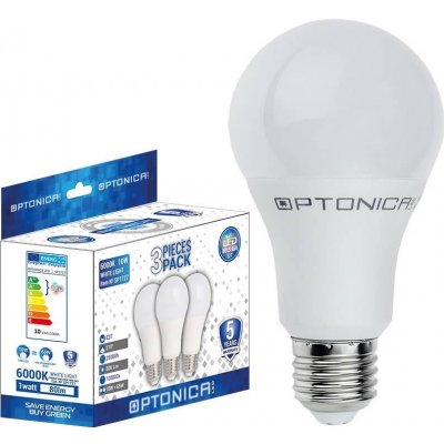 Optonica LED Plastic žárovka 3 Pieces Pack E27 A60 12W Studená bílá – Zbozi.Blesk.cz