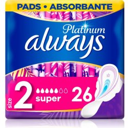 Always Platinum Super Velikost 2 Hygienické Vložky s křidélky 26 ks