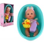 Teddies miminko 26 cm pevné tělo plast s vaničkou s doplňky v krabici 20x33x10cm – Zboží Mobilmania