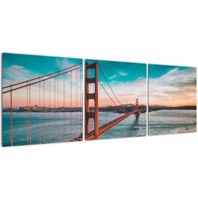 Obraz- Golden Gate, San Francisco, třídílný 120x40 cm – Zboží Mobilmania