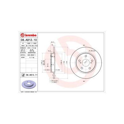 BREMBO brzdový kotouč 08.A912.11 – Hledejceny.cz