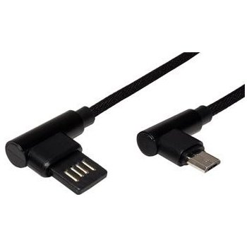 Roline 11.02.8720 USB 2.0, oboustranný USB A(M) - micro USB B(M), lomené konektory (90°), 0,8m