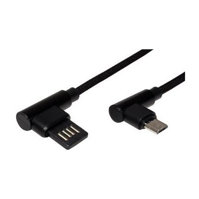 Roline 11.02.8720 USB 2.0, oboustranný USB A(M) - micro USB B(M), lomené konektory (90°), 0,8m – Zboží Mobilmania