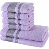 Ručník EMI sada 6 kusů bavlněných osušek a ručníků Ates fialová 50x90 + 70x140