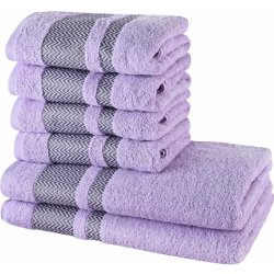 EMI sada 6 kusů bavlněných osušek a ručníků Ates fialová 50x90 + 70x140