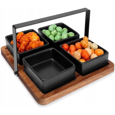 Excellent Servírovací misky s podnosem sada 5 ks akát černá KO-278000520 – Zboží Mobilmania