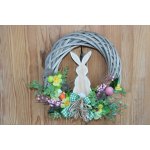 L.M.Dekor Proutěný velikonoční věneček s dřevěným králíčkem – šedý průměr 25–30 cm – Hledejceny.cz