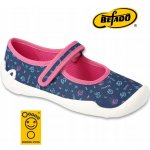 Befado dívčí balerínky domácí obuv 114Y517 modré kytičky – Sleviste.cz