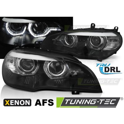 Přední světla xenon D1S 3D LED DRL angel eyes, AFS BMW X5 E70 07-10 černá – Zbozi.Blesk.cz