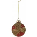 Clayre & Eef Červeno-zlatá skleněná vánoční ozdoba s lístkem - 6*3*7 cm – Hledejceny.cz
