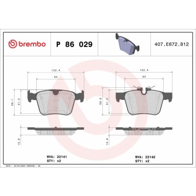 Sada brzdových destiček, kotoučová brzda BREMBO P 86 029 | Zboží Auto