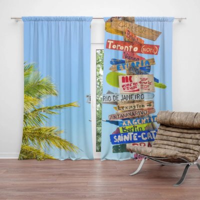 Závěsy Ukazatele měst: 2 ks - 140x250 cm - Sablio – Hledejceny.cz