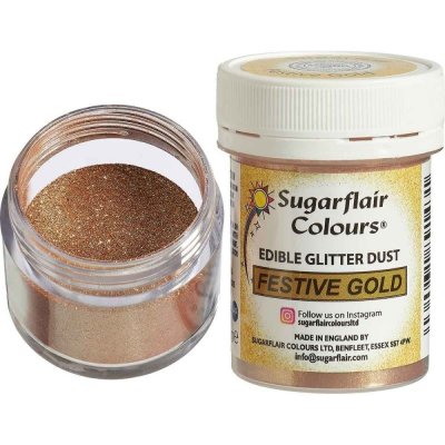 Sugarflair jedlá prachová perleťová barvazlatá Festive Gold 10 g – Zboží Mobilmania
